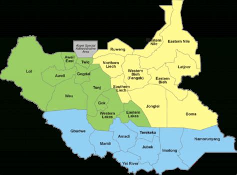 Map Of South Sudan States And Counties Printable Map