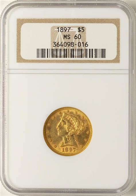 1897 5 Liberty Head Half Eagle Gold Coin Ngc Ms60
