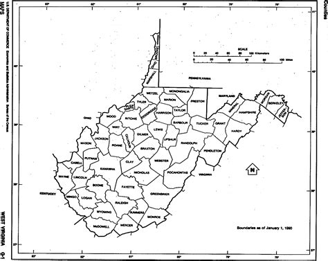 West Virginia State Map Showing The Location Of Each County Visit The