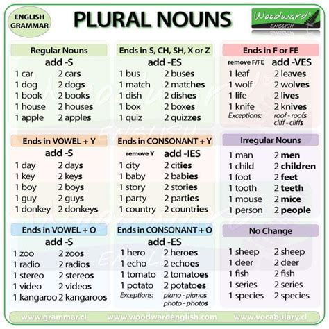 Plural Noun Rules Vocabulary Home