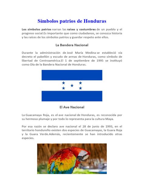 Símbolos Patrios De Honduras Pdf