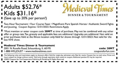 Medieval Times Dinner And Tournament Chicago Get Savings Coupon