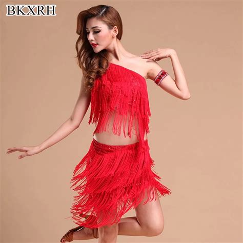 Tassel Latin Dance Costume Outfits Performance Wear Adult Fringe Clothes Women Samba Bling