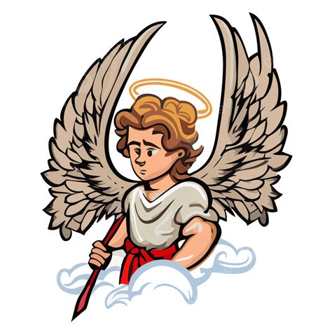 الملاك جبرائيل المتجه ملصق Clipart الكرتون الملاك مع عصا التوضيح ملصق