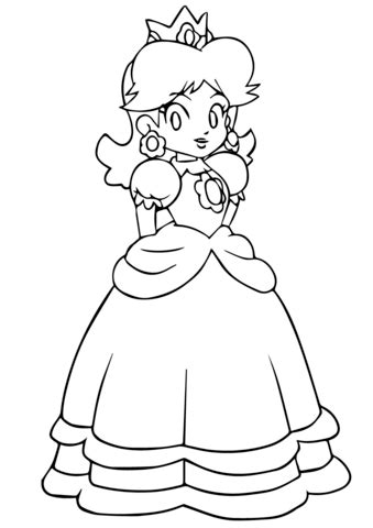 Coloring page with princess daisy mario for fans of this game. Mario Daisy coloring page | Free Printable Coloring Pages