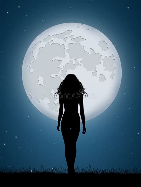 Girl In The Moon Stock Illustration Illustration Of Stars 101913330