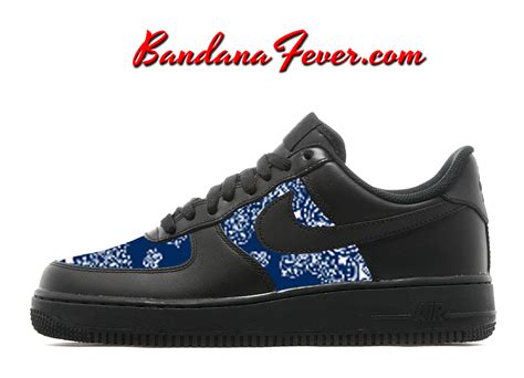 Custom Navy Bandana Nike Air Force 1 Shoes Black Low Paisley Bandana