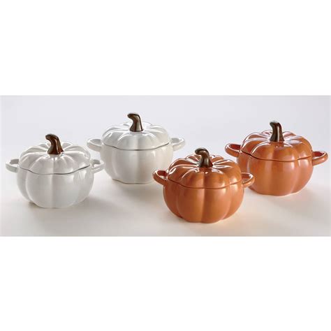 Set Of 4 Pumpkin Soup Bowls With Lids Seventh Avenue