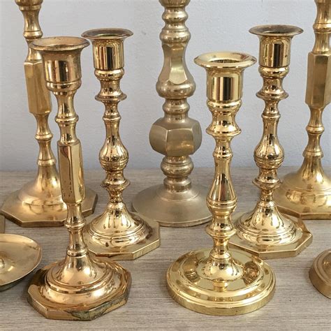 Brass Candle Holders Set Of 12 Gold Candlesticks Tableware Holiday