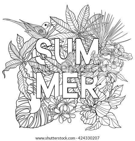 Featured in these free printable sheets are the activities people generally do during summers. Adult Coloring Book Coloring Page Word Stock Vector ...