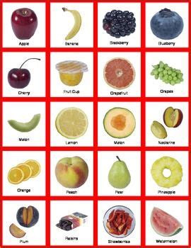 Fruit Flash Cards For Matching Aba Or Pecs Flashcards Pecs Pictures