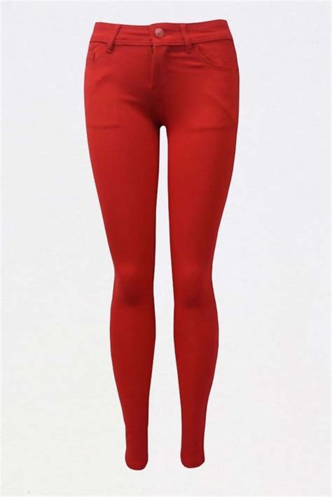 Wholesale Red Colored Stretch Slim Fit Skinny Jeans J5fashion