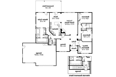 Some refer to ranch house plans as simple, open floor plans with utility or basement space. Ranch House Plans - Clearfield 30-318 - Associated Designs