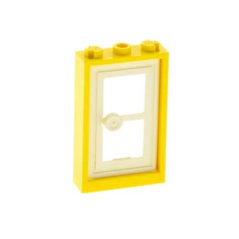 1 x Lego System Tür Rahmen gelb 1x3x4 Tür Blatt weiß 1x3x4 Scheibe klar ...