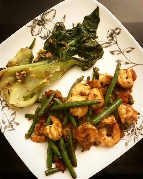 Spicy Shrimp With Green Beans And A Side Of Bok Choy The Daily Dose