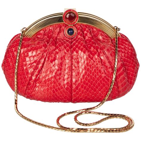Vintage Judith Leiber Red Snake Skin Clutch Bag At 1stdibs Vintage