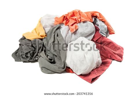 Big Heap Dirty Colorful Clothes Isolated Stock Photo 203741356