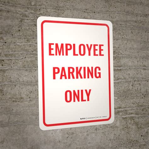 Employee Parking Only Red Portrait Wall Sign