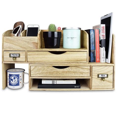 Ikee Design Adjustable Wooden Desktop Organizer Office Supplies