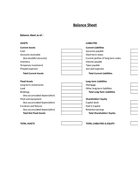 2024 Balance Sheet Template Fillable Printable Pdf And Forms Handypdf