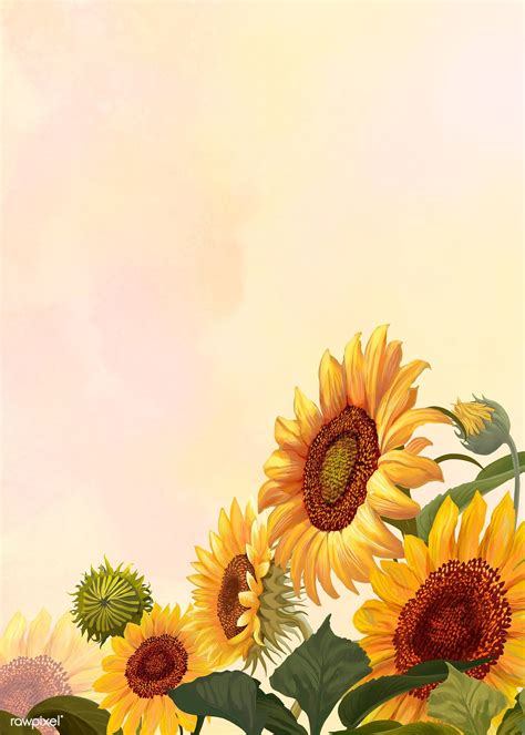 Hand Drawn Sunflower On A Yellow Background Premium Image By Rawpixel
