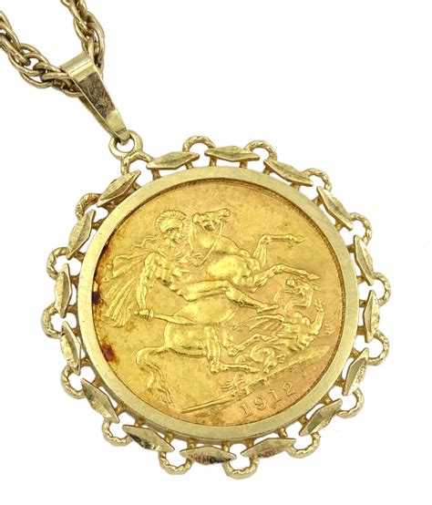King George V Gold Full Sovereign Coin Loose Mounted In Gold