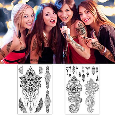 Getuscart Yazhiji 8 Sheets Extra Large Henna Mandala Temporary Tattoo Collection For Women And