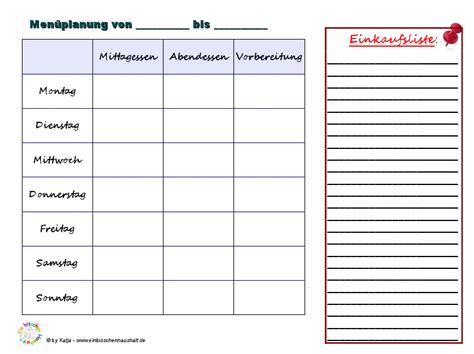 Vorlage tagesplan, to do (1 seite/n) als einfach unseren newsletter abonnieren und von kostenlosen downloads, preisvorteilen sowie. Menüplan Vorlage | Ordnung und Haushalt | Pinterest | Vorlagen, Haushalte und Mode zum Selbermachen