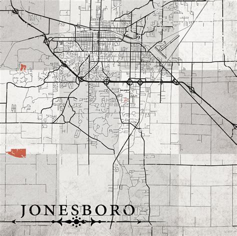 Jonesboro Ar Canvas Print Arkansas Vintage Map Town Plan City Etsy