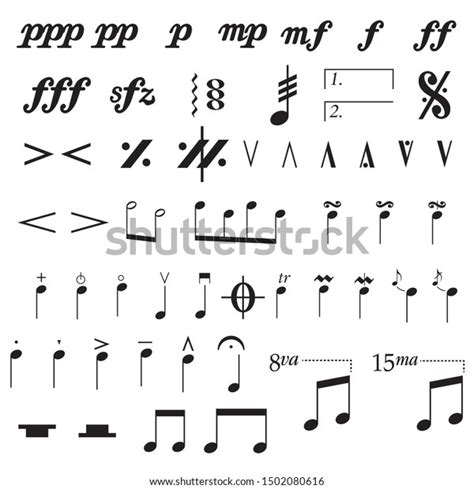 Set Musical Symbols Elements Musical Symbols Stock Vector Royalty Free