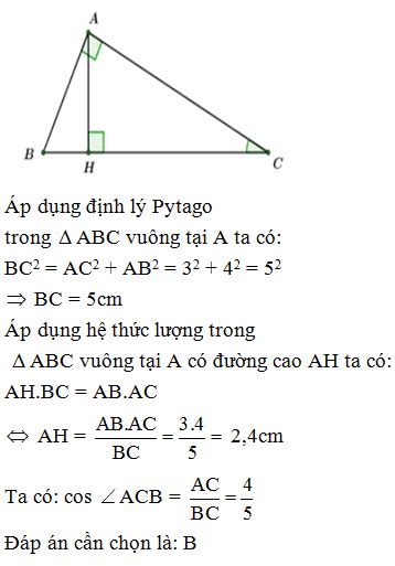 Cho tam giác ABC vuông tại A đường cao AH Biết AB 3cm AC 4cm