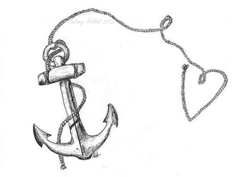 Anchor with rope heart nautical pen sharpie art sketch by aubrey halket