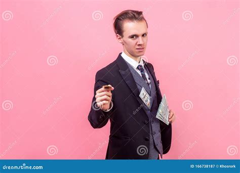 This Is Me Portrait Of Conceited Successful Businessman Pointing At
