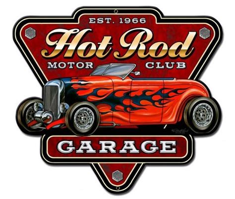 Hot Rod Garage Plasma Custom Shape Powder Coated Metal Sign 3 Sizes