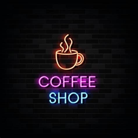 Premium Vector Coffee Shop Neon Sign Illustration