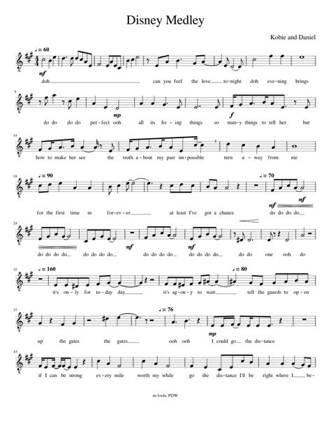 Disneymedley 1 Sheet Music For Piano Solo