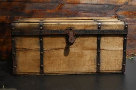 Wooden Trunk Early To Mid 1800s Treasure Chest Antique Etsy Wooden