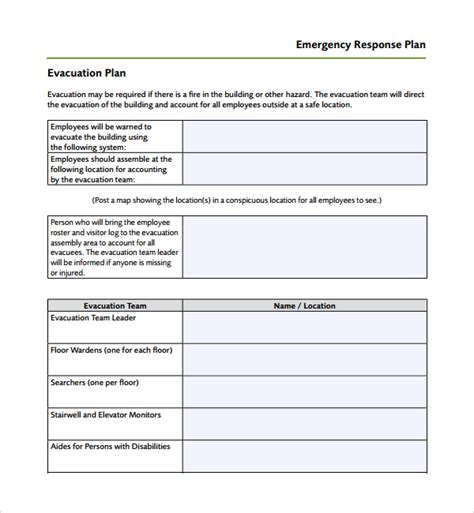 Sample Emergency Response Plan Template Free Documents In Pdf Word