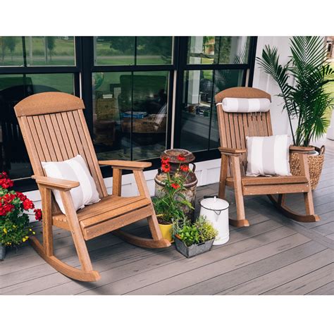 Luxcraft Set Of 2 Poly Porch Rockers With Deluxe Side Table Lc