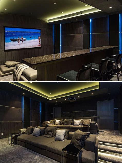 Luxury Home Theater With Custom Marble Bar A Perfect Screening Room