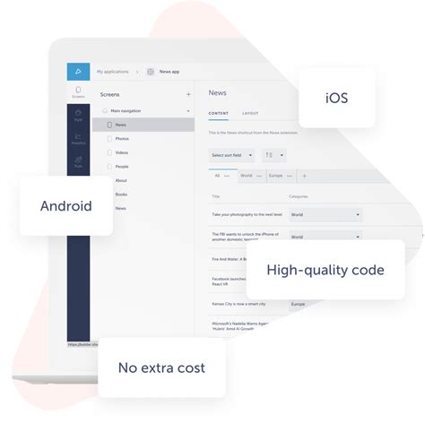 Ready to publish on the apple app store, the google play store, and your website. No-code Mobile App Development | Mobile App Builder | Shoutem