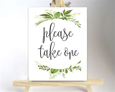 Printable Please Take One Sign Wedding Favor Sign Reception Etsy Canada