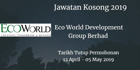 Berikut adalah jawatan kosong di uitm johor 2019 di kerjakosong.co. Jawatan Kosong Eco World Development Group Berhad 12 April ...