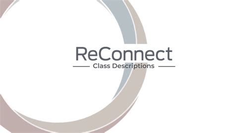 Reconnect Class Descriptions Reconnect Health Center Moncton Nb