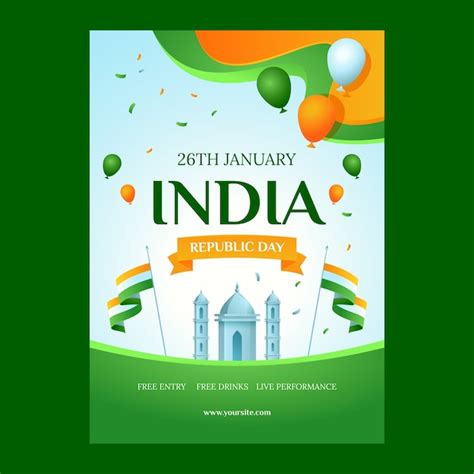 Free Vector India Republic Day Celebration Vertical Poster Template