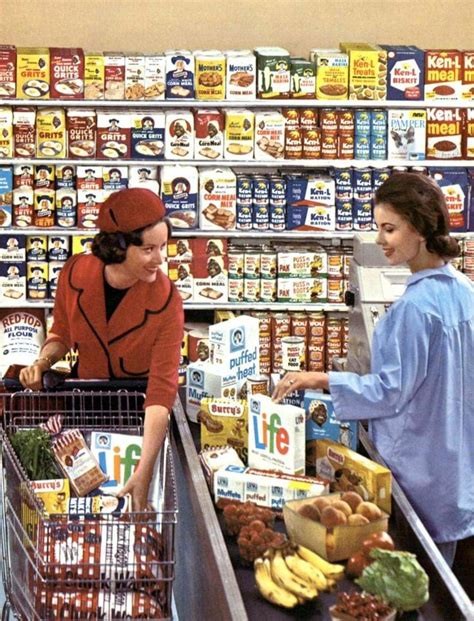 Customer And Cashier At The Grocery Store 1960s Roldschoolcool