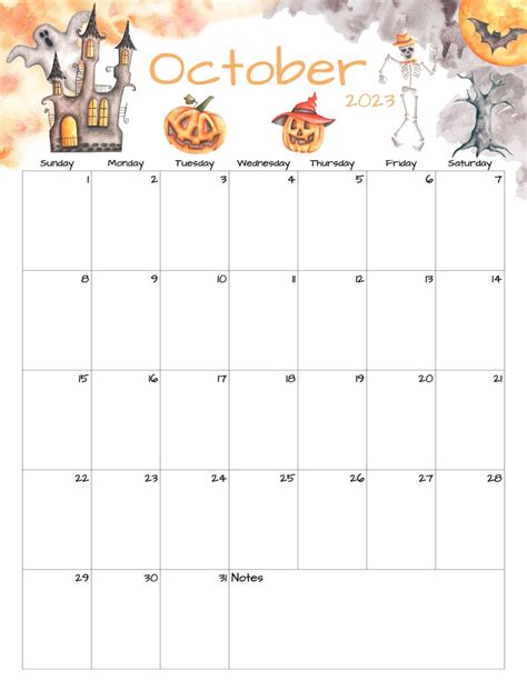 Fillableeditable October Calendar October 2023 Printable Calendar