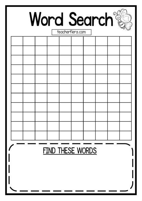 Free Wordsearch Template For Kids Printable