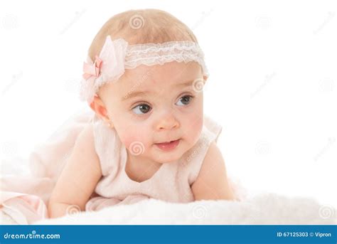 Horizontal Shot Of Adorable Baby Girl Looking Away Stock Image Image