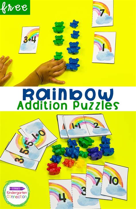 Grab These Free Rainbow Addition Puzzles For Kindergarten They Are